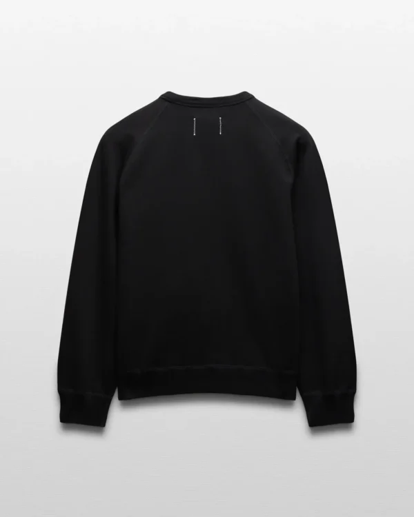 Black Midweight Terry Arch Logo Crewneck