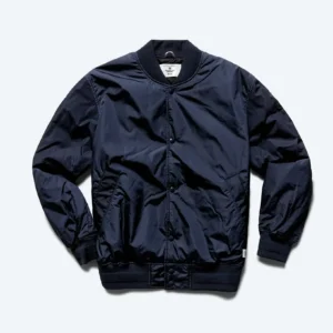 Econyl Satin Nylon Stadium Navy Jacket