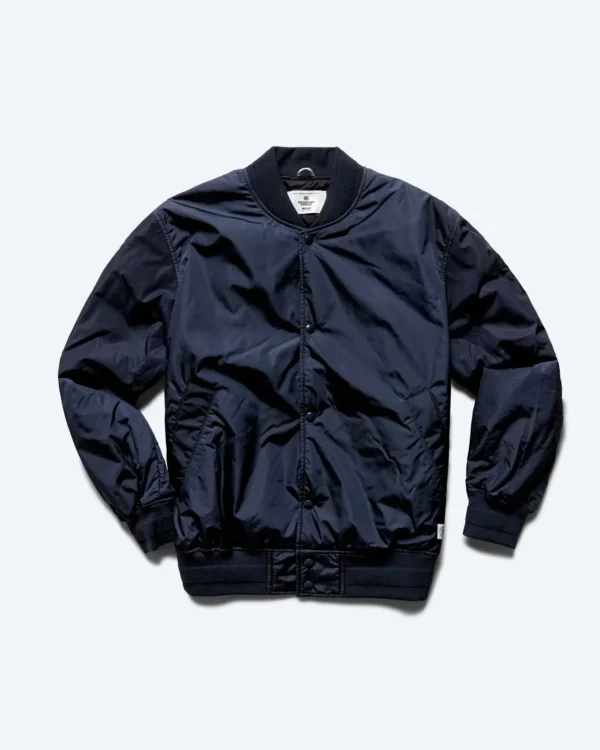 Econyl Satin Nylon Stadium Navy Jacket