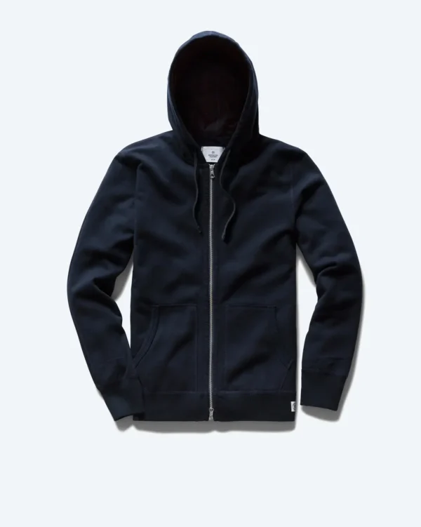 Lightweight Terry Slim Zip Navy Hoodie