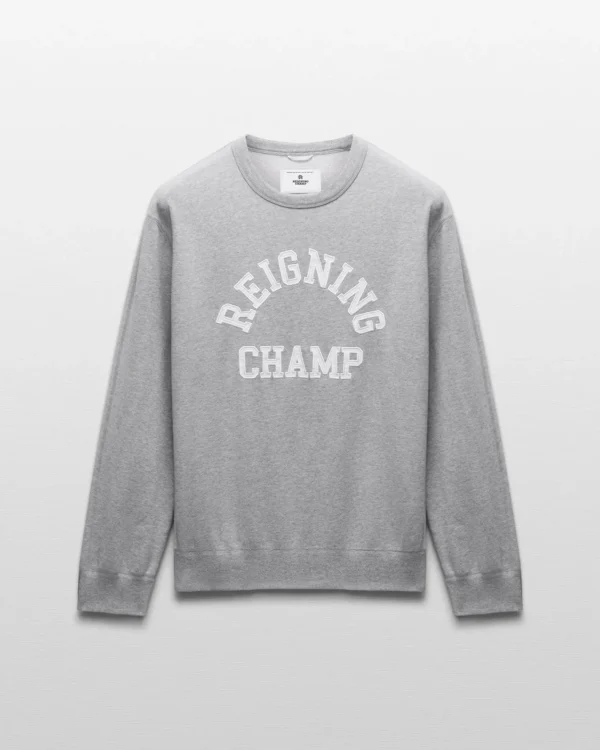 Midweight Terry Arch Logo Heather Grey Crewneck