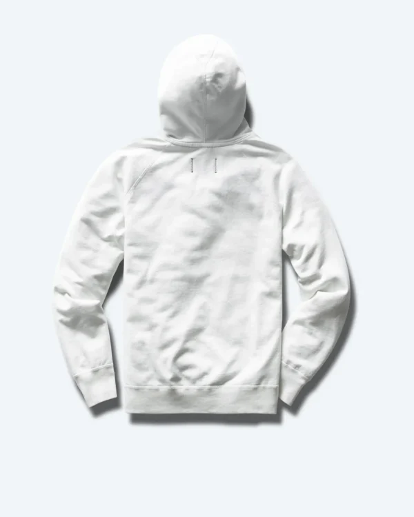 White Lightweight Terry Slim Zip Hoodie